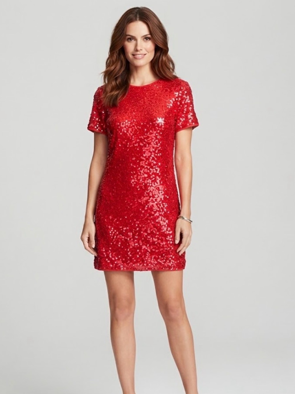 LOFT Red Sequin Mini Dress Size Medium Like New